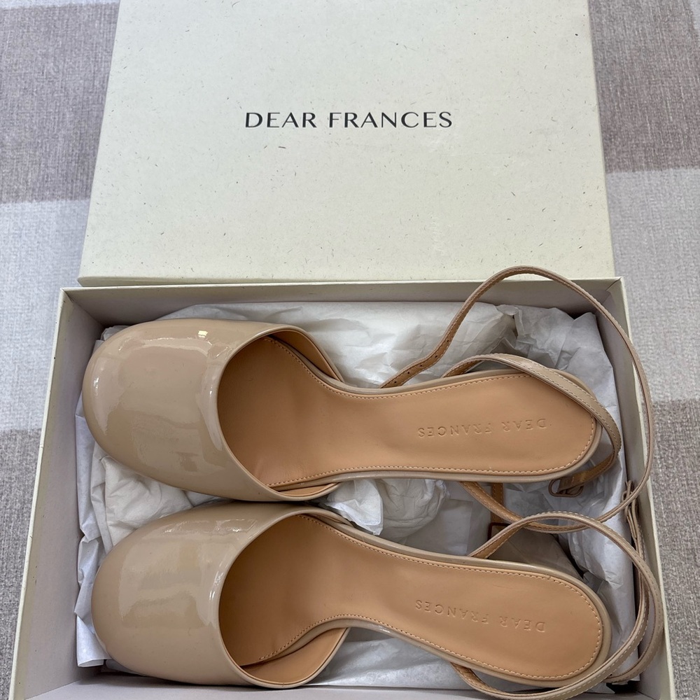 Dear Frances Nude Patent Harlow Pumps